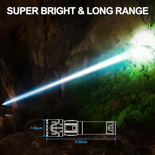 Banral Rechargeable Tactical Flashlights 2000 High Lumens - 5000mAh Super Bright LED Powerful Flash Light, Waterproof Hand...