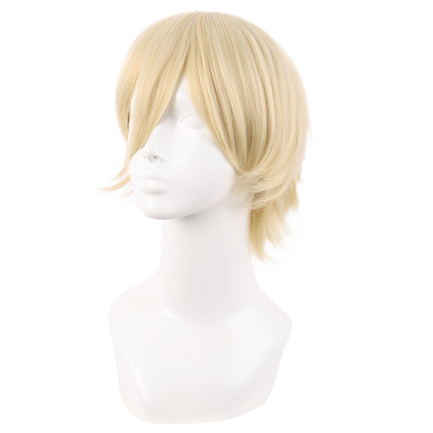 MapofBeauty 12 Inch/30 cm Men Women Short Straight Side Bangs Cosplay Costume Wig (Mixed Blonde)