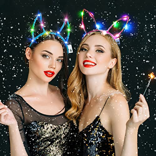 Aniwon LED Headband - 12PCS Light Up Cat Ear, Rabbit Ear, Unicorn Luminous Hair Accessories for Women, Girls, Kids - Chris...