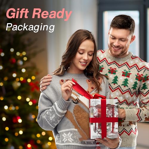 Gift Box Drink dispenser with Red Ribbon Design, Glass Beverage Dispenser For Christmas Party & decorations, Gift Ready Pa...