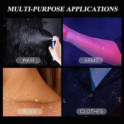 HANYWIL Body Glitter, Glitter Spray for Hair and Body, Spray, Hairspray Clothes, Long-Lasting Shimmer Suitable Stage, Fest...