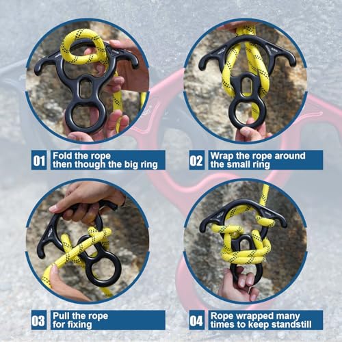 50KN Rescue Figure, 8 Descender Large Bent-Ear Belaying and Rappelling Gear Belay Device Climbing for Rock Climbing Peak R...