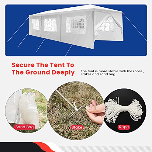 Canopy 10'x30' Party Tent Heavy Duty Outdoor Gazebo Wedding Party Tent with 8 Removable Sidewalls Waterproof UV Resistant ...