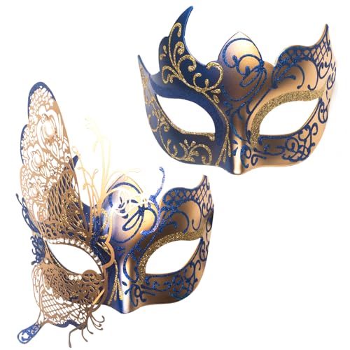 Seglorwy Masquerade Mask for Couples, Women Men Venetian Mardi Gras Halloween Christmas Party Couple Masquerade Mask (Butt...