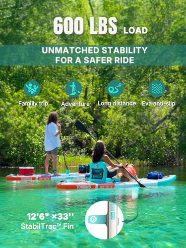 Niphean PRO (Extra Large) Paddle Board, 12'6" Stand Up Inflatable Paddle Board with Seat, Pressure Gauge, Multifunctional ...