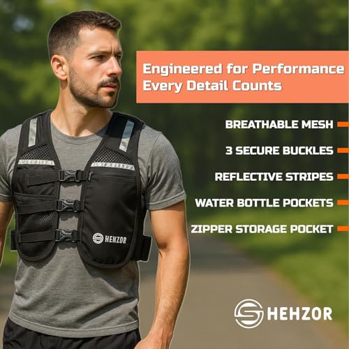Shehzor Adjustable Weighted Vest Women and Men, Running Belt with Water Bottle, Chest Rig & Running Vest, Marathon Backpac...