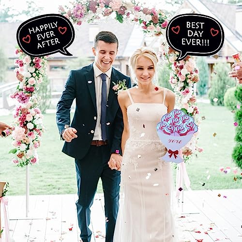 52PCS Wedding Photo Booth Props with Stick Bridal Shower Photo Booth Props Funny Photo Props, Wedding Party Supplies for B...