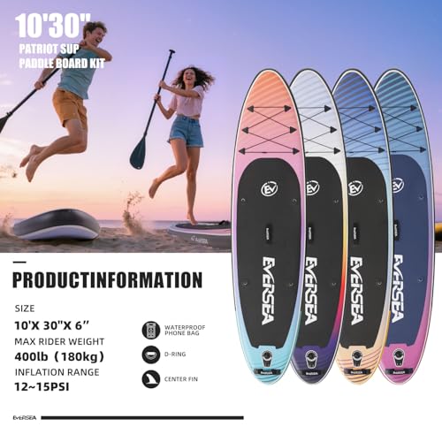 EVERSEA Inflatable Stand-Up Paddle Boards – Available 32"/33"/34" Widths Inflatable Paddle Board with SUP Accessories, Cam...