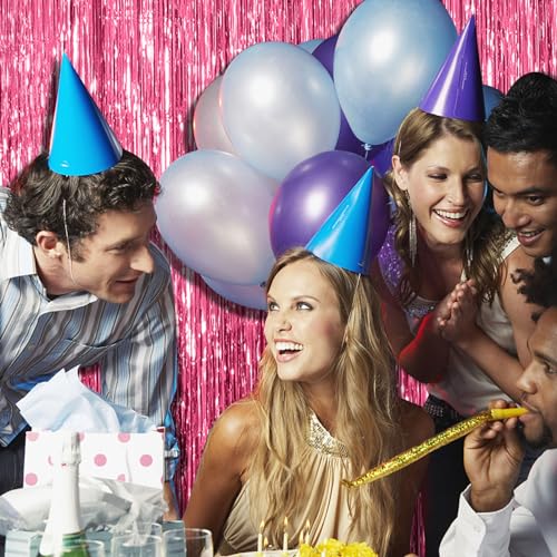 2 Pack Pink Backdrop Party Decorations Tinsel Curtain Party Backdrop Foil Fringe Birthday Decorations Photo Booth Streamer...