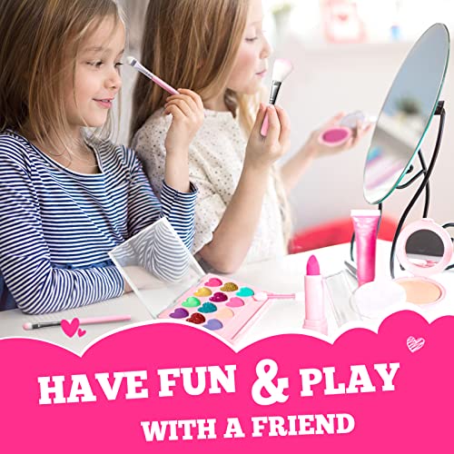 ULOVEME Kids Real Makeup Kit for Girls with Fluffy Purse - Real, Non Toxic, Washable Make Up Toy - Umicorn Toys Gift for 3...