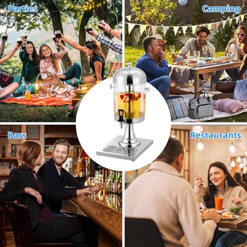 2.1 Gallons Beverage Dispenser - Drink Dispenser Glass Drink Container with Stainless Steel Spigot & Stand | Leak-Proof fo...