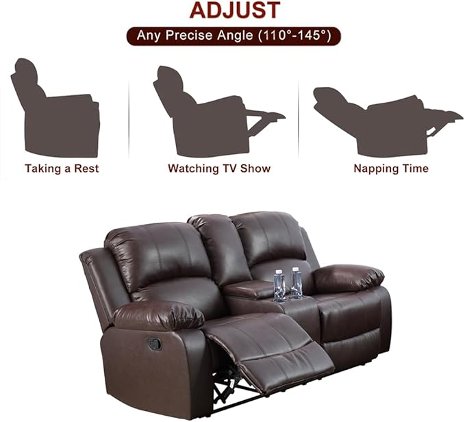 A Ainehome Living Room Furniture Set Leather Recliner Sofa Set Loveseat Chair Furniture Sofa Set for Living Room/Small Space/Rv/House/Office/Theater Seating (A-Brown Leather, Loveseat)