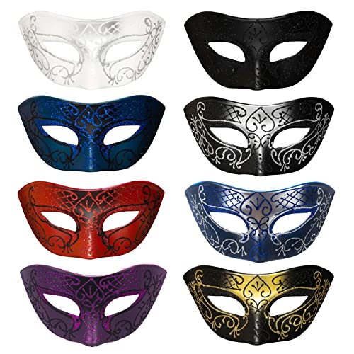 Seglorwy Masquerade Mask for Men Vintage Venetian Mardi Gras Halloween Christmas Party Masks (Black 3)