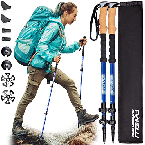 Foxelli Carbon Fiber Trekking Poles – Lightweight Collapsible Hiking Poles with Cork Grips, Quick Flip Locks & All-Terrain...