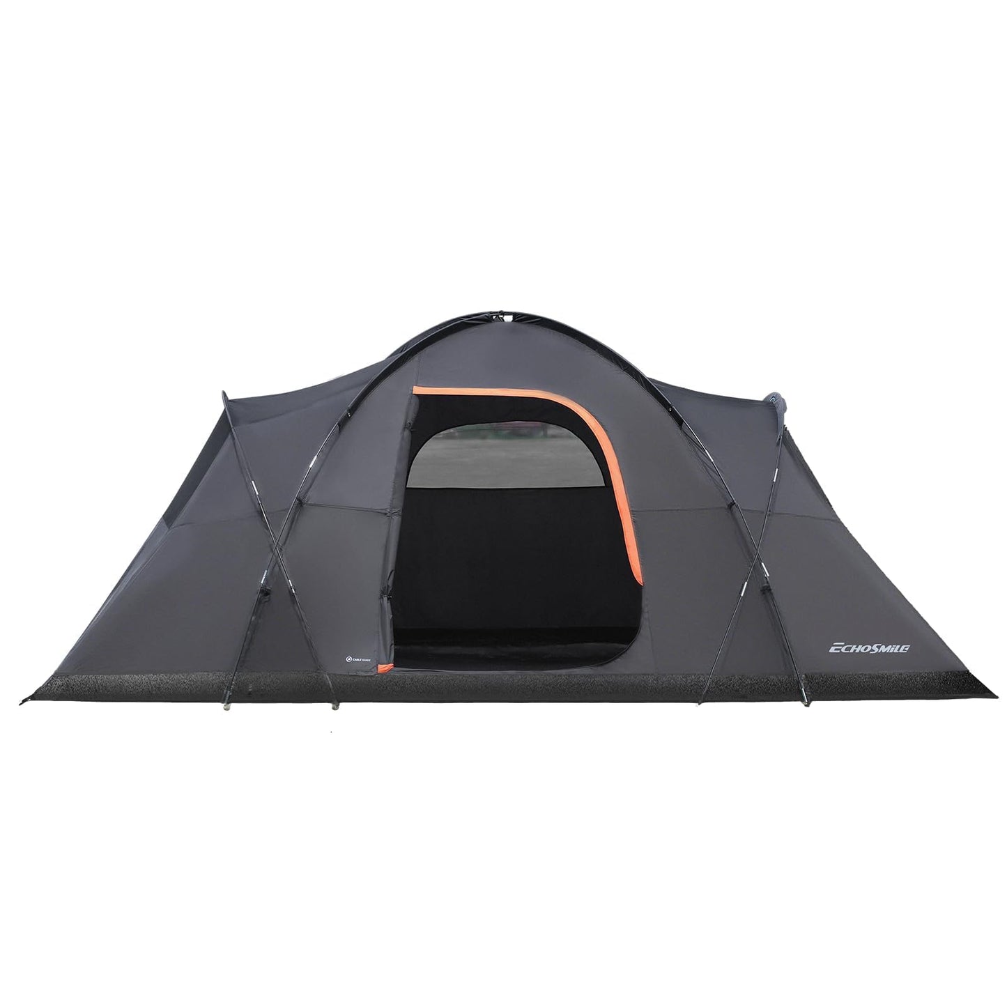 EchoSmile 10-12 Person Large Family Camping Tent, Waterproof Windproof Spacious Cabin Tent with Removable Rainfly, Easy Setup 3-Season Outdoor Shelter for Group Trips - Black & Orange
