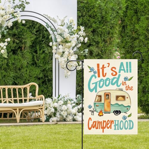 Artofy It's All Good in The Camper Hood Small Decorative Garden Flag, Camping RV Campfire Floral Yard Lawn Outside Decor, ...
