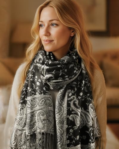 FURTALK Reversible Paisley Pashmina Shawl Wraps for Women Soft Exotic Indian Rave Scarf for Evening Dress Festival Scarves