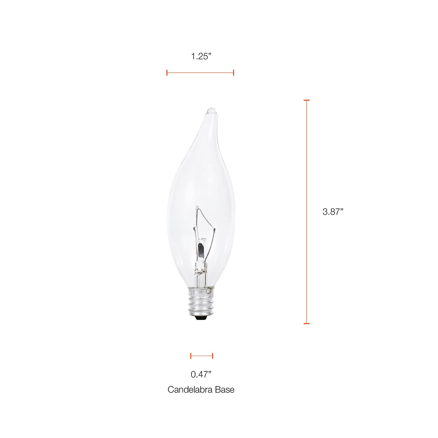 Sylvania Double Life Incandescent Light Bulb, B10, 25W, 150 Lumens, 2850K, Candelabra Base, Clear, Soft White - 4 Pack (13306)