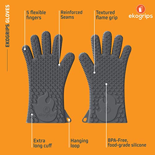 Jolly Green Products Ekogrips Premium Heat-Resistant BBQ Glove for Cooking and Meat Handling, Kitchen Oven Gloves, Firepla...