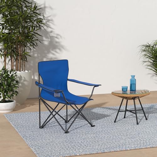 Trademark Innovations Folding Outdoor Beach Camp Chair, 18" L x 31" W x 32" H, Blue
