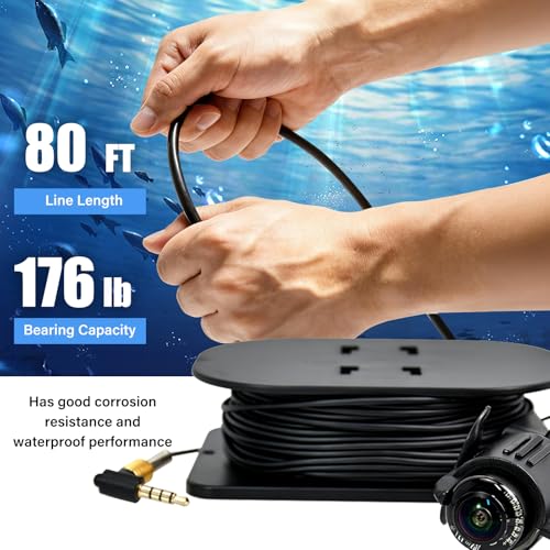 Underwater Fishing Camera,6 Inch Fish Finder Depth Finder, Portable Fishfinder with 1280 * 720 AHD Display, 80FT/Waterproo...