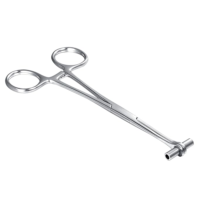 DJCIW Septum Piercing Clamps, 6" Piercing Pliers Surgical Stainless Steel Piercing Tools for Nose Septum Ear Cartilage Industrial Piericng Tube Forceps Pliers