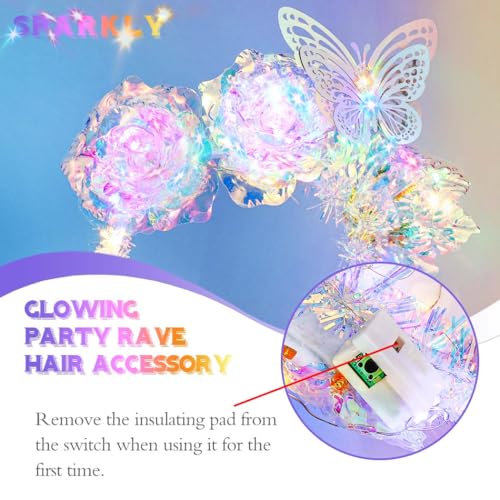 Uranian Light Up Butterfly Headband LED Flower Headwear Luminous Laser Hair Hoop Glowing Party Rave Hair Accessories for W...