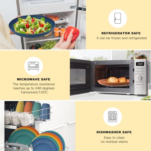 Premium Wheat Straw Dinnerware Sets for 4,Dishwasher & Microwave Safe Plates and Bowls Sets 20-Piece, Unbreakable and Ligh...