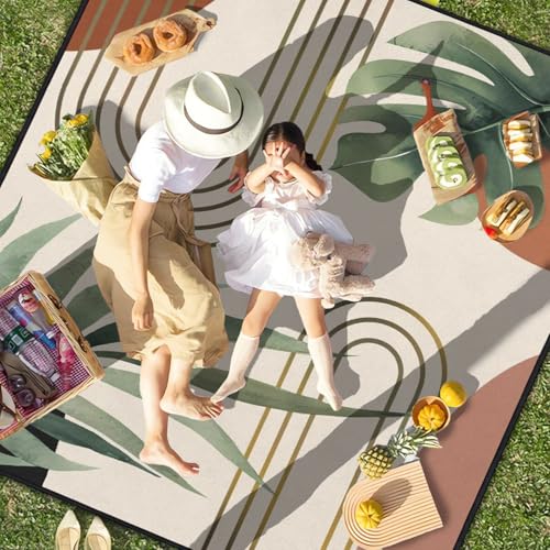 QXWREL Extra Large Picnic Outdoor Blanket 60''x80'' Boho Plant Waterproof and Sandproof Picnic Mat for Beach Foldable Camp...
