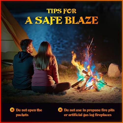 MEKER Fire Color Changing Packets - Fire Pit, Campfires, Outdoor Fireplaces, Bonfire - Fire Color - Perfect Fire Camping A...
