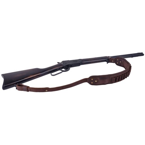 1 Set of Gun Buttstock Cheek Rest Pad with Sling for .357, .30-30, .38 .32Win Spcl.32-40. (Coffee-Canvas & Leather)