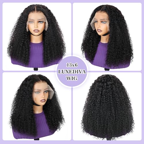 Kinky Curly Lace Front Wigs 13x6 HD Lace Front Wig for Women Short Curly 14 Inch Pre Plucked with Baby Hair 12A 180% Afro Human Hair Wigs
