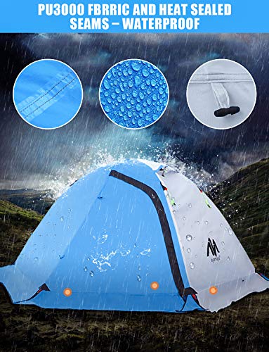 AYAMAYA 4 Season Backpacking Tent 2 Person Camping Tent Ultralight Waterproof All Weather Double Layer Two Doors Easy Setu...