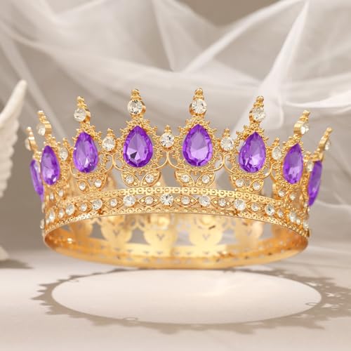 Feltent Purple Crown for Women Crystal Tiara and Queen Crown for Women Wedding Headband for Bride Hair Accessories for Cos...
