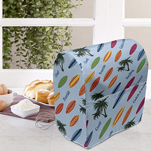 Ambesonne Surfboard Stand Mixer Cover, Exotic Hawaii Vacation Palm Trees and Colorful Boards Water Sports Fun Activities, ...