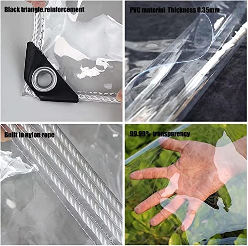 GQZGGXX 8' X 10' Outdoor Clear Tarp Curtain Waterproof Wind-Proof 0.35mm Transparent Vinyl Tarp for Patio Pergola Garden C...