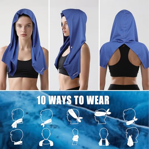 AOPREL Cooling Hoodie Towel Magnetic Lock Towels for Neck and Face UV Protection, Moisture-Wicking for Camping Gym and Yoga