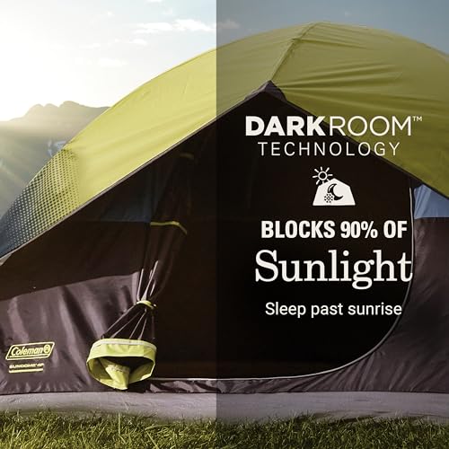 Coleman Sundome Dark Room 4/6 Person Tent, Blocks 90% of Sunlight to Keep Inside Cool, Weatherproof Tent with Rainfly Sets...
