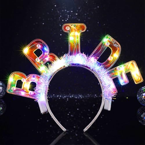 JEAIRTS Light Up Bride Headband Glowing BRIDE Letter Hair Band Led Bachelorette Party Hair Accessories for Women
