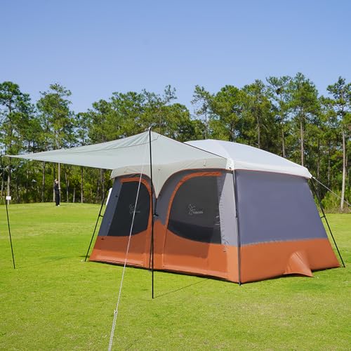Vidalido Tents，3-4 Person Camping Tent with Extended Vestibule，Weather Resistant Family Tents with Breathable Mesh Window...