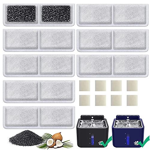 Kastty 8 Pack Replacement Filters and Pump Filters for Battery Operated Cat Water Fountain, Made of Activated Carbon and P...