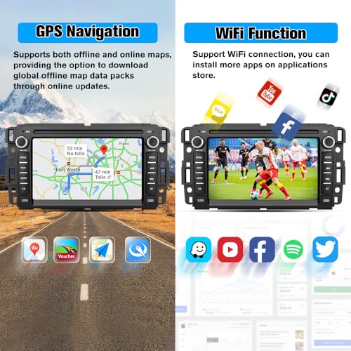AWESAFE Car Stereo for Chevrolet Chevy Silverado/GMC Sierra Yukon Tahoe/Buick, Touch Screen Radio Wireless Carplay Android...