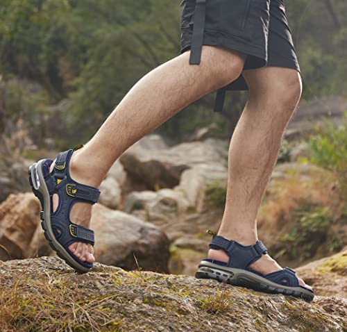 CAMEL CROWN Men's Leather Sandals Hiking Outdoor Water Beach Sports Mens Sandals for Summer with Open Toe Adjustable Straps