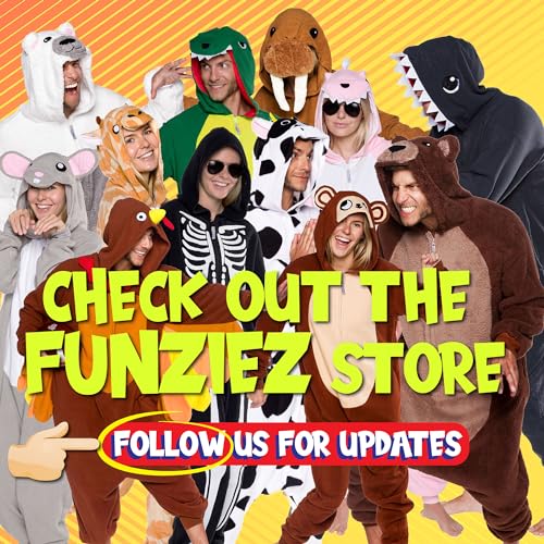 Funziez! Dinosaur Adult Onesie - T-Rex Halloween Costume - Plush Dino One Piece Cosplay Suit for Adults, Women and Men