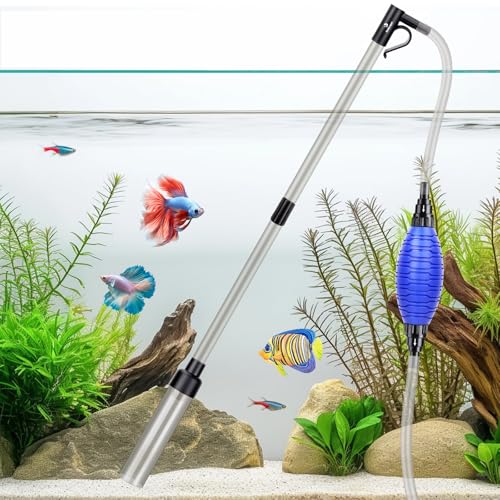 fishkeeper Quick Aquarium Siphon Pump Gravel Cleaner - 256GPH Adjustable Powerful Fish Tank Vacuum Gravel Cleaning Kit for...