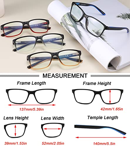 Reading Glasses for Men 4-Pack Stylish Computer Readers with Spring Hinges, Anti Glare/Eye Strain Filter UV Ray Blue Light...
