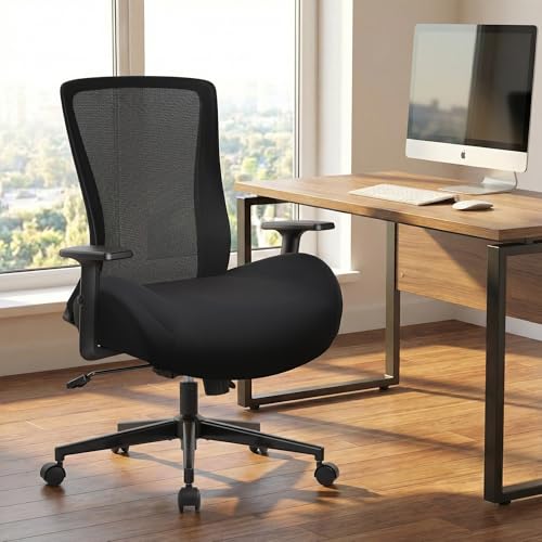 Big and Tall Home Office Desk Chair 500lb Capacity for Heavy People, Ergonomic Wide Mesh Desk Chair with Stepless Recline...