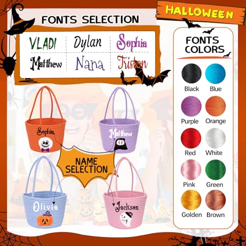 Personalized Halloween Basket Custom Embroidered Name Halloween Trick or Treat Bag for Kids，Halloween Custom Ghost Bucket