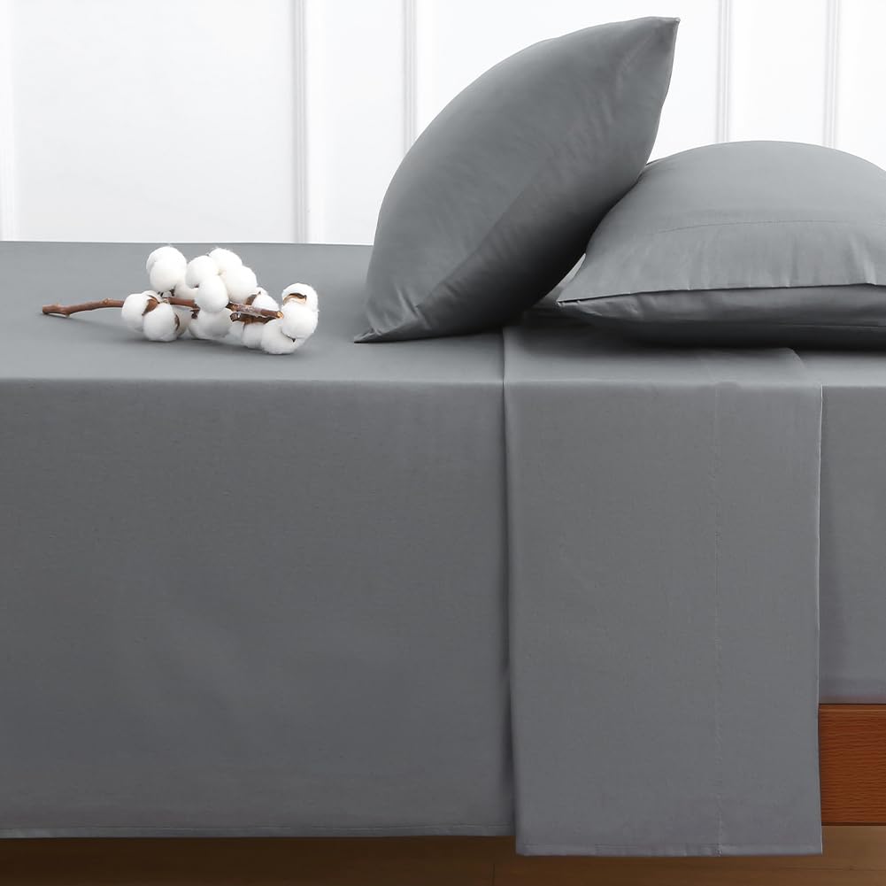 HYPREST Cotton Sheets King Size,18 Inch Deep Pocket King Sheets Hotel Luxury Soft - 600 Thread Count