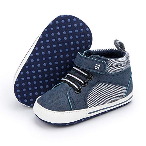 Babelvit Baby Boy Girl Soft Sole Canvas Sneakers Sparkle High Top Lace Up Infant Unisex Ankle Shoes Boots Toddler Newborn ...